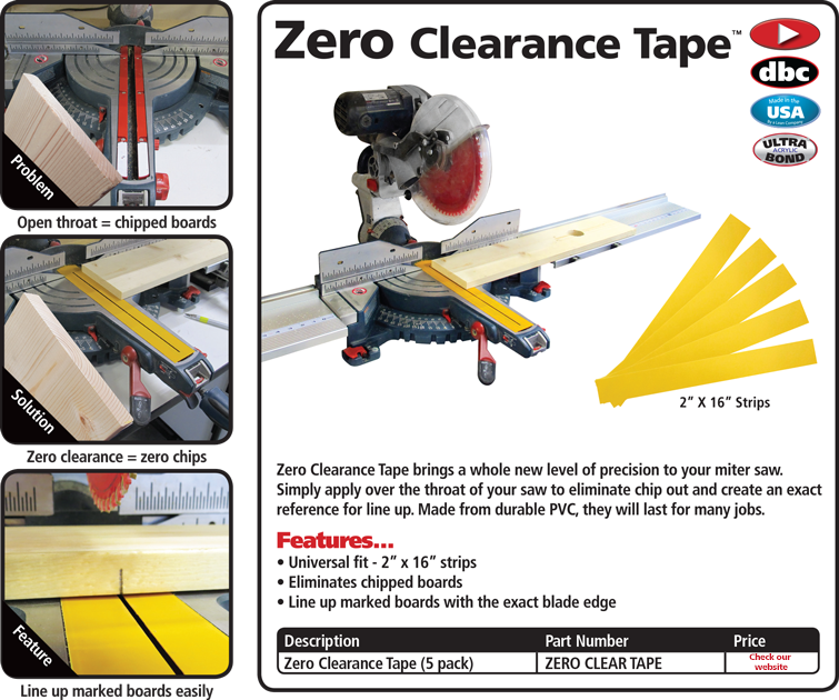 NOGIS Zero Gap Woodworking Tape, 10 Stripes 2 X 14 Inch Zero Clearance Tape  for More Accurate Cuts on Miter Saw Table Saw Self Adhesive Strips,  Positioning Wood Cutting (Yellow) 