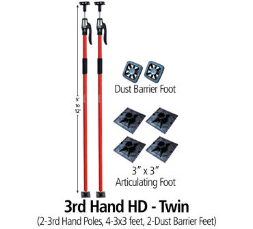 Fastcap 3-H Hand HD 5 Third Hand Heavy Duty 5-Feet to 12-Feet Extension Pole 