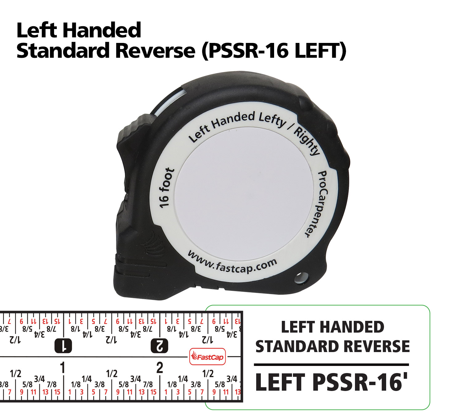 FastCap PSSR25 25 Foot Lefty/Righty Measuring Tape , Black & Fastcap PMS-12  12-Foot Metric/Standard Measuring Tape