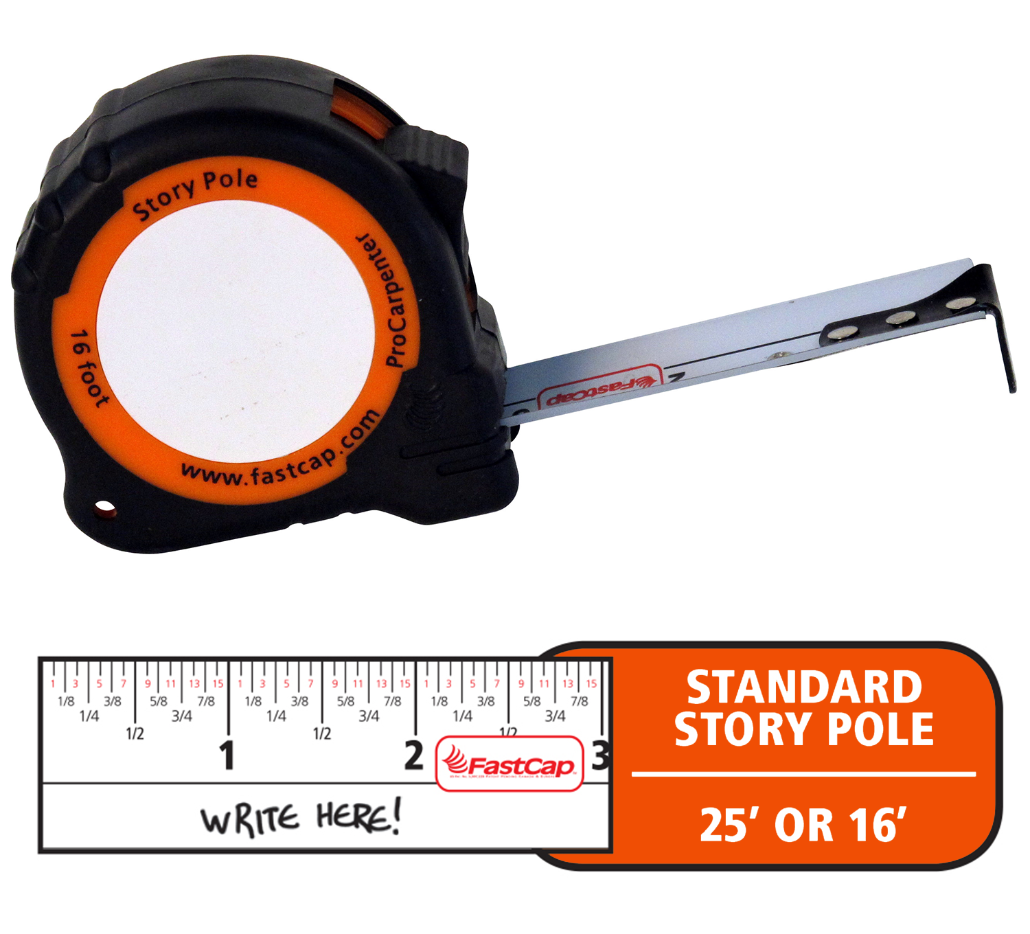 FastCap 25' Feet FastPad Standard Lefty/Righty Reverse Measuring Tape
