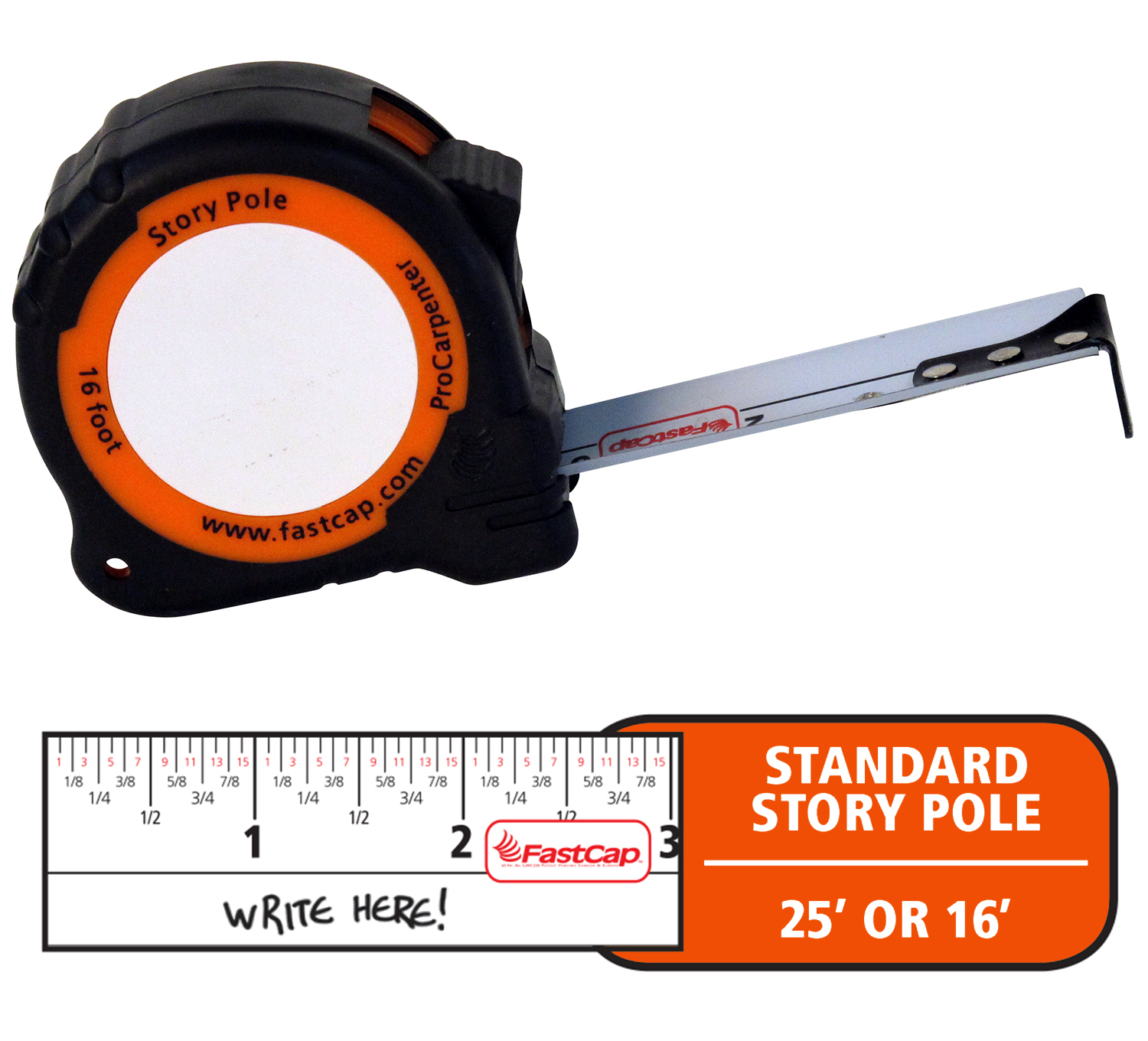 Story Pole/Standard ProCarpenter Flatback Flexible Tape Measure, - HANDYCT