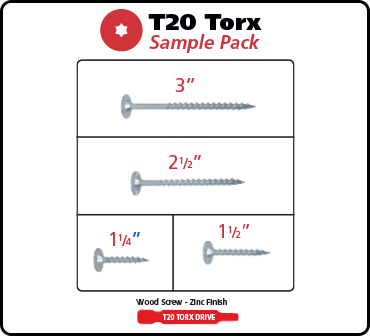 FastCap Powerhead T20 Torx Drive Wood Screws, 2.25 Length, Zinc Finish,  150 Pack